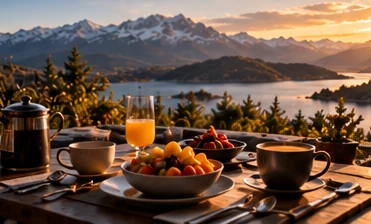 Breakfast overlooking the mountains